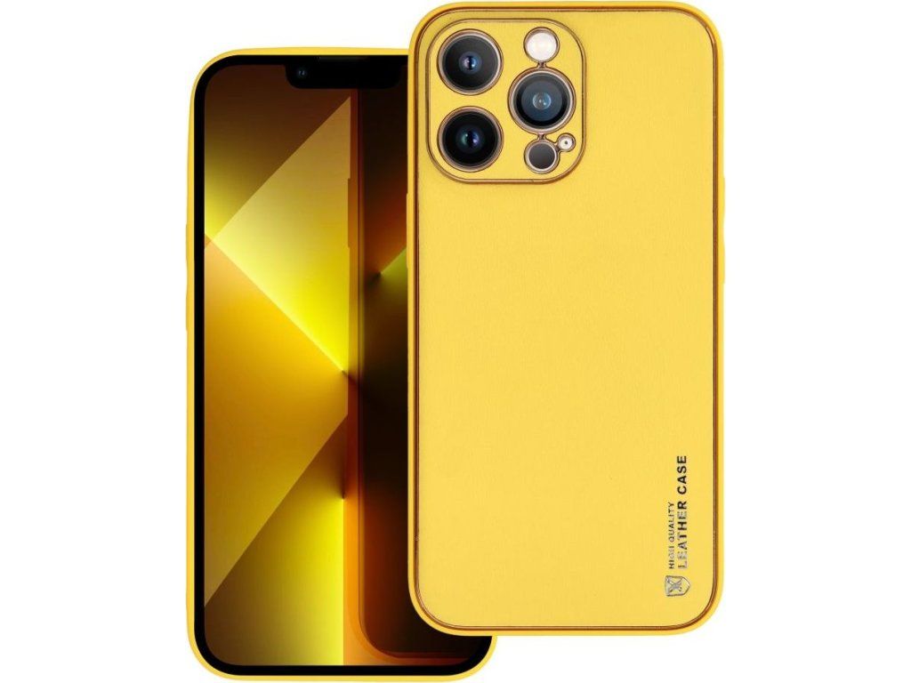 Kožený kryt pre Apple iPhone 13 Pro, Forcell, Žltý