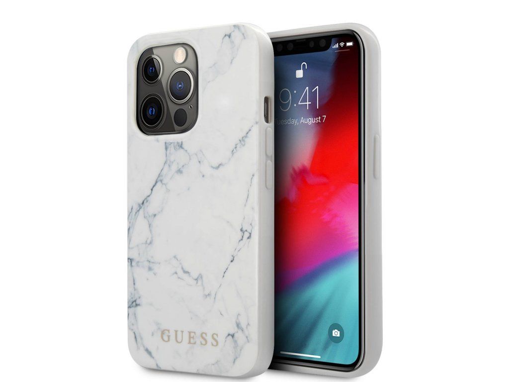 Marble kryt pre Apple iPhone 13 Pro, Guess, Biely