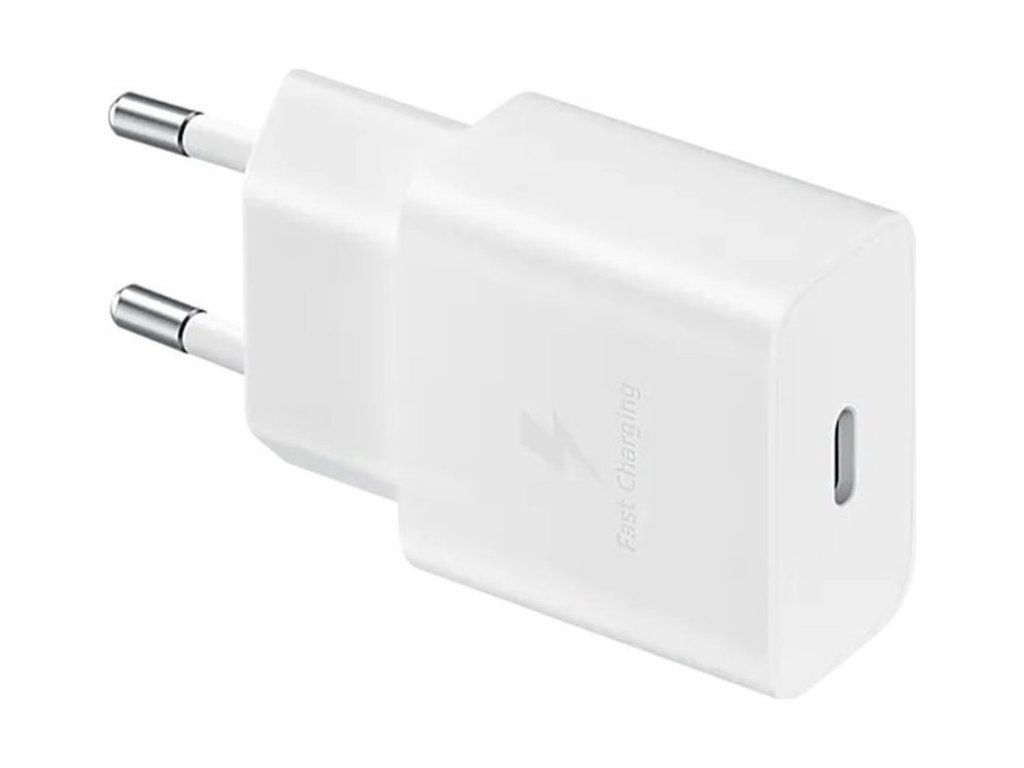 EP-T1510EWE + EP-DA705BWE Samsung 15W Cestovná nabíjačka + USB-C/USB-C Dátový Kábel White – jednoduché a spoľahlivé