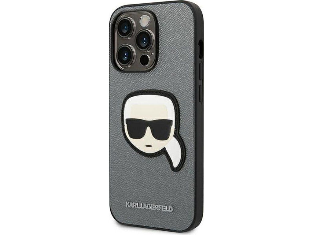 Saffiano with Karl Head Patch kryt pre Apple iPhone 14 Pro Max, Karl Lagerfeld, Sivý – detail 1
