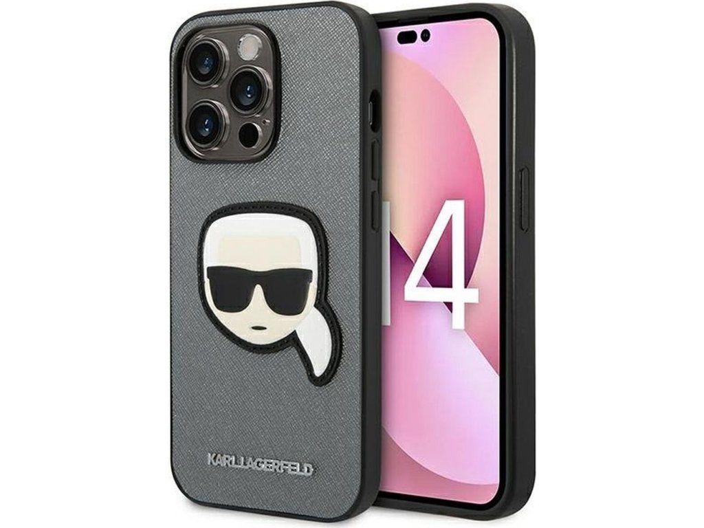 Saffiano with Karl Head Patch kryt pre Apple iPhone 14 Pro Max, Karl Lagerfeld, Sivý