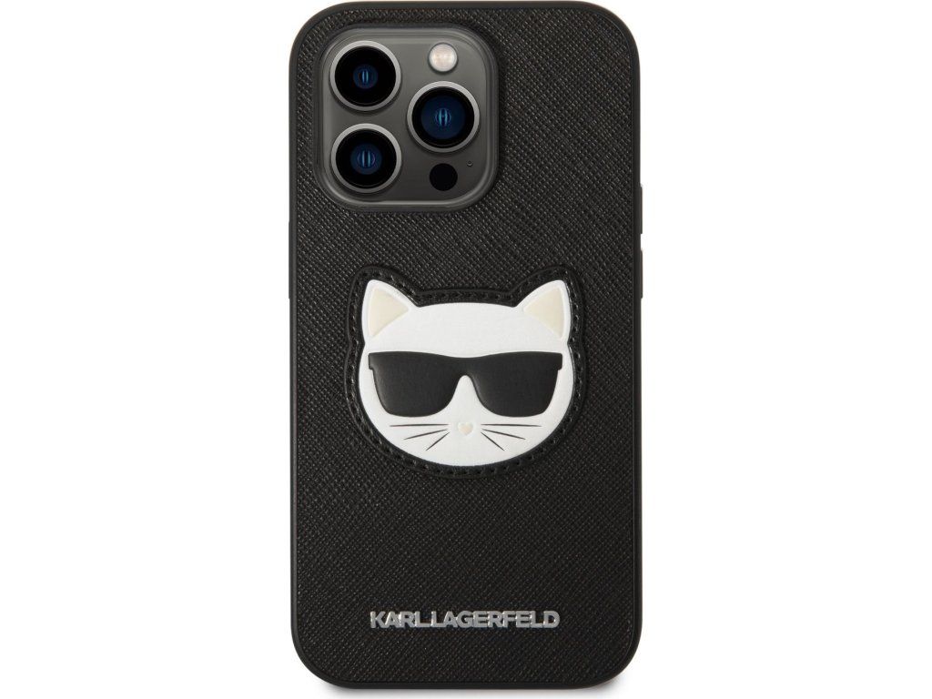 Saffiano Choupette Head kryt pre Apple iPhone 14 Pro, Karl Lagerfeld, Čierny – detail 1