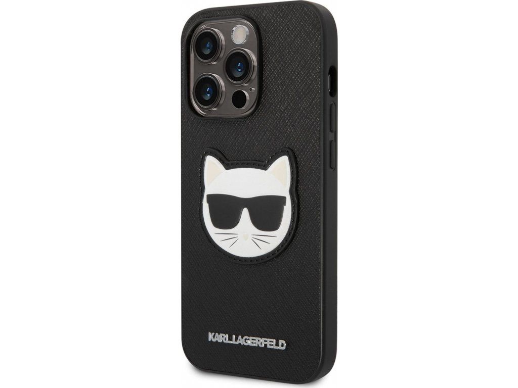 Saffiano Choupette Head kryt pre Apple iPhone 14 Pro, Karl Lagerfeld, Čierny