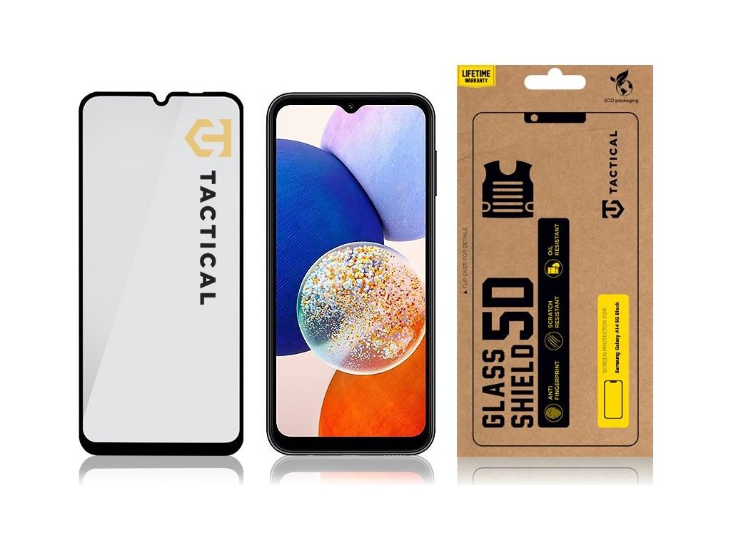Ochranné sklo 5D pre Samsung Galaxy A14 5G, Tactical, Čierne