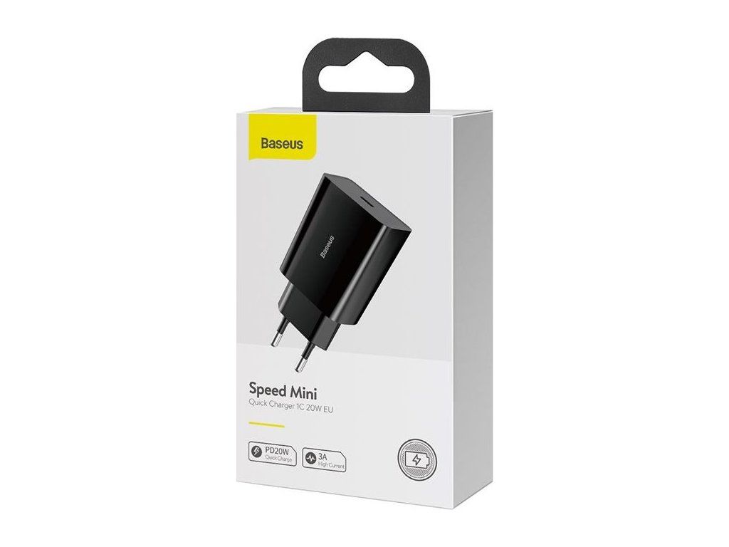 Baseus CCFS-SN01 Speed Mini Nabíjačka USB-C 20W Black – viac energie za kratší čas