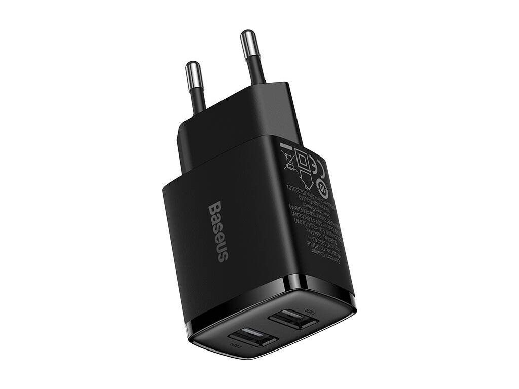 Baseus CCXJ010201 Compact Nabíjačka 2xUSB 10,5W Black – kompaktný adaptér do tašky