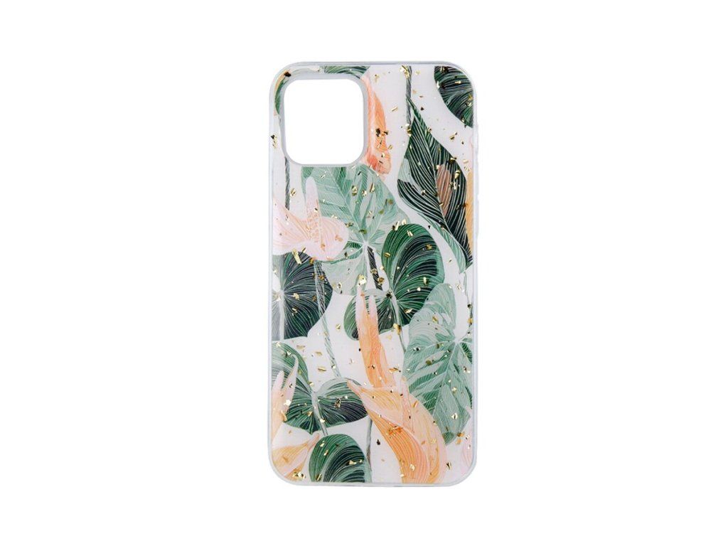 Glam kryt s dizajnom Kvetov pre Apple iPhone 13 Pro, Zelený