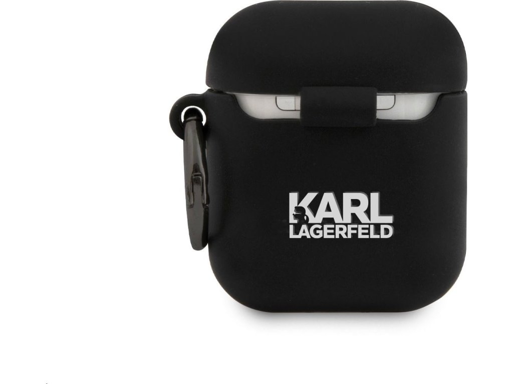 Rue St Guillaume Silikónové puzdro pre Apple AirPods 1/2, Karl Lagerfeld, Čierne – detail 1