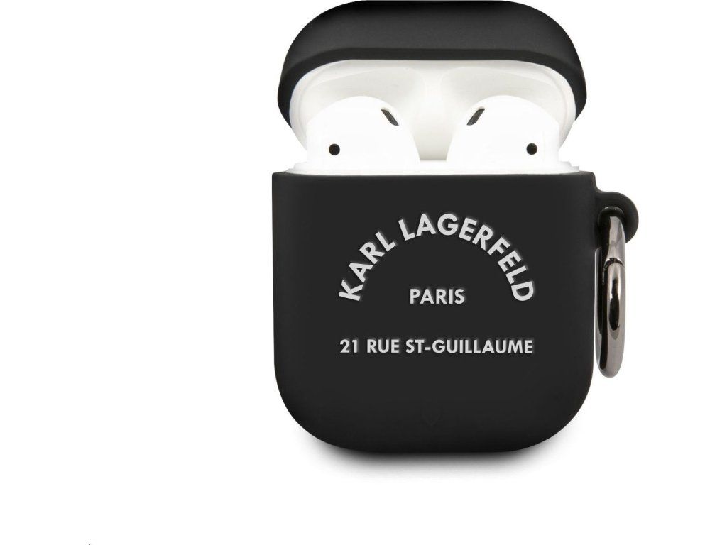 Rue St Guillaume Silikónové puzdro pre Apple AirPods 1/2, Karl Lagerfeld, Čierne