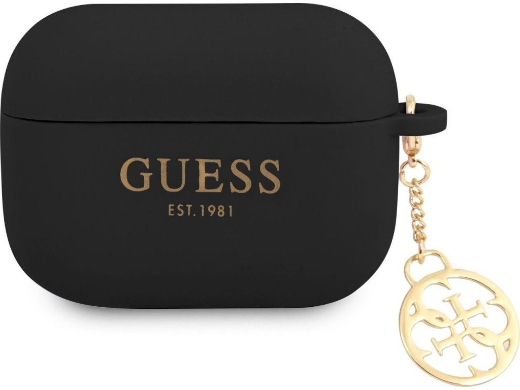 Guess 4G Charm Silikónové Puzdro pre AirPods Pre Black