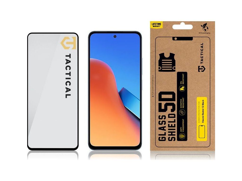 Ochranné sklo 5D pre Xiaomi Redmi 12, Tactical, Čierne