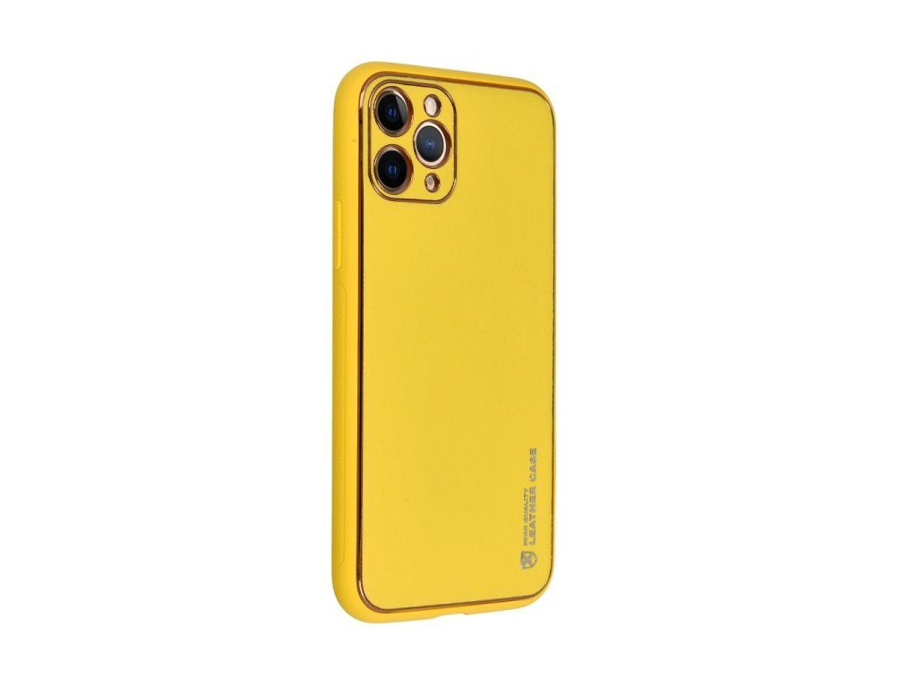 Kožený kryt pre Apple iPhone 15 Pro Max, Žltý – detail 1
