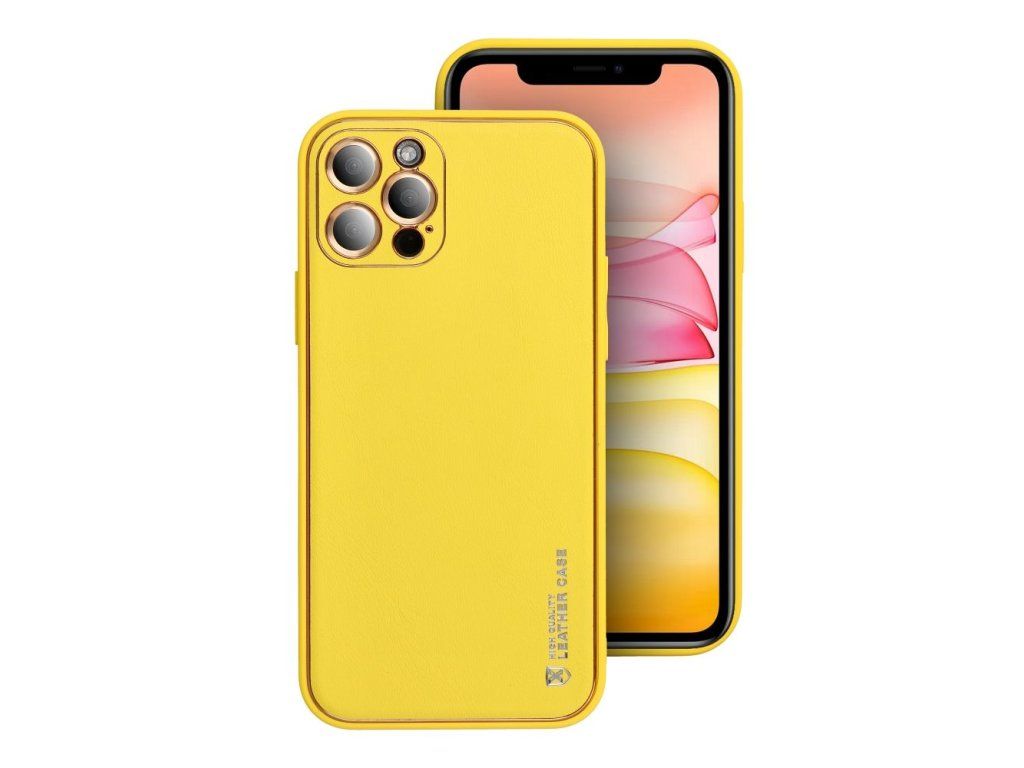 Kožený kryt pre Apple iPhone 15 Pro Max, Žltý