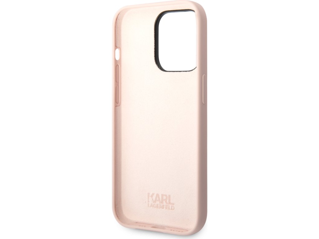 Liquid Silikónový Ikonik kryt pre Apple iPhone 15 Pro Max, Karl Lagerfeld, Ružový – detail 1