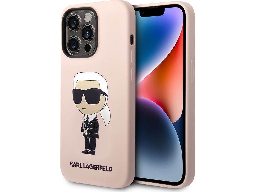 Liquid Silikónový Ikonik kryt pre Apple iPhone 15 Pro Max, Karl Lagerfeld, Ružový