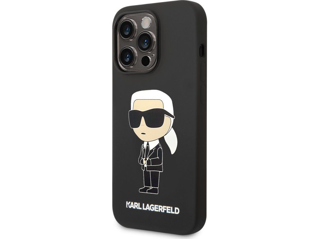 Liquid Silicone Ikonik kryt pre Apple iPhone 15 Pro, Karl Lagerfeld, Čierny – detail 1