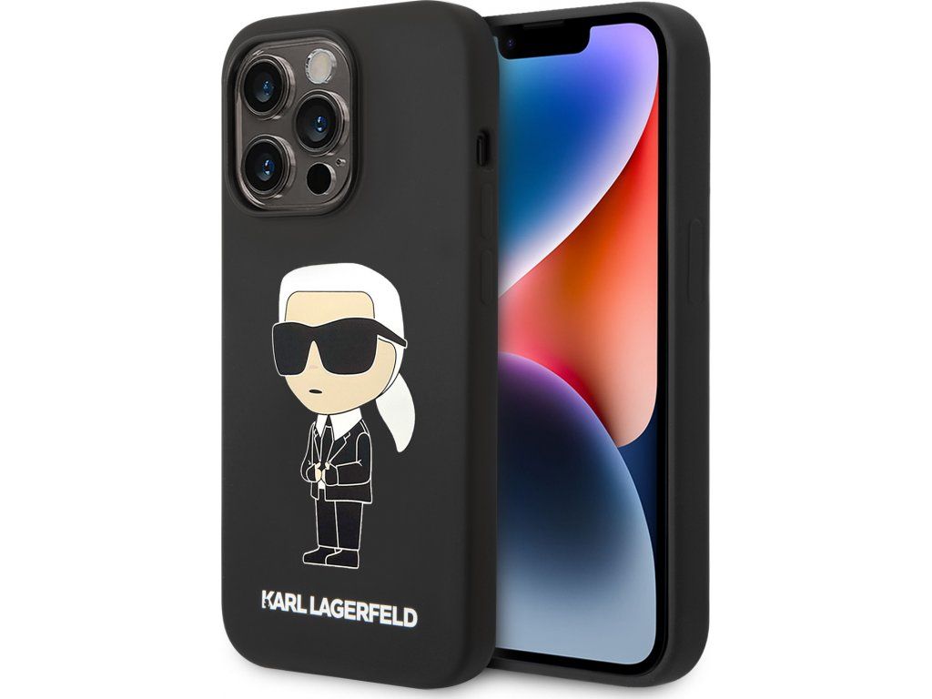 Liquid Silicone Ikonik kryt pre Apple iPhone 15 Pro, Karl Lagerfeld, Čierny