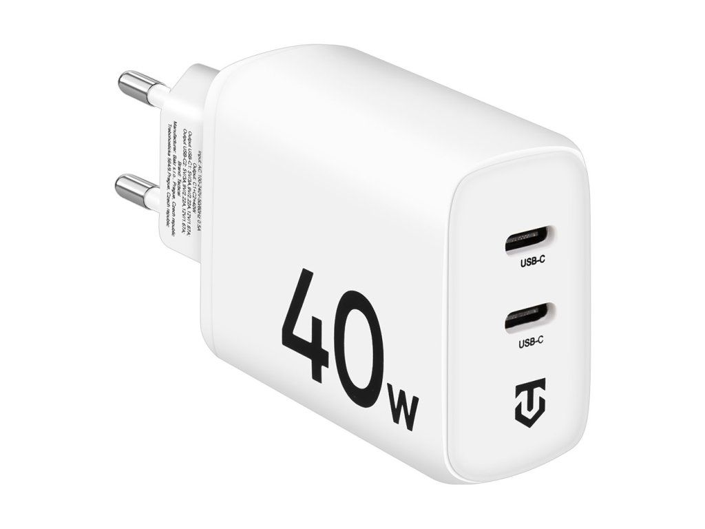 Nabíjací adaptér Tactical Base Plug Dual 40W, Biely – viac energie za kratší čas