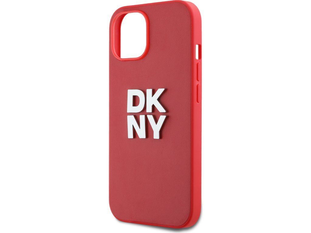 DKNY PU Leather Stack Logo Wrist Strap Zadný Kryt pre iPhone 14 Red – detail 2