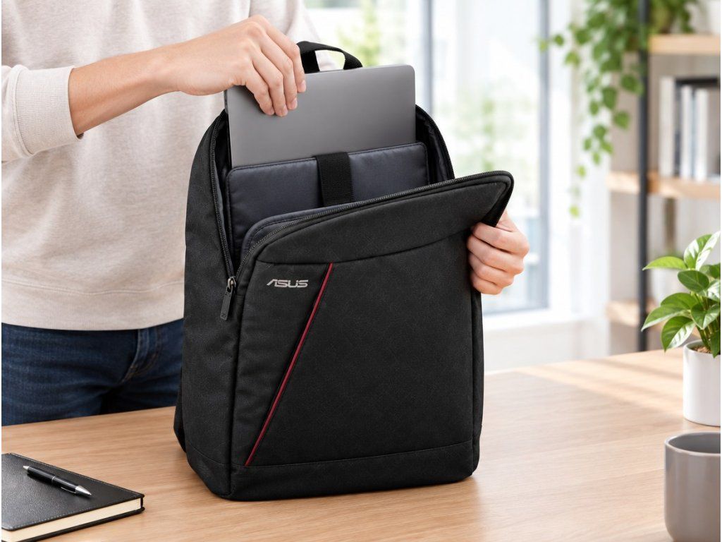 Vkladanie notebooku do batohu ASUS Nereus