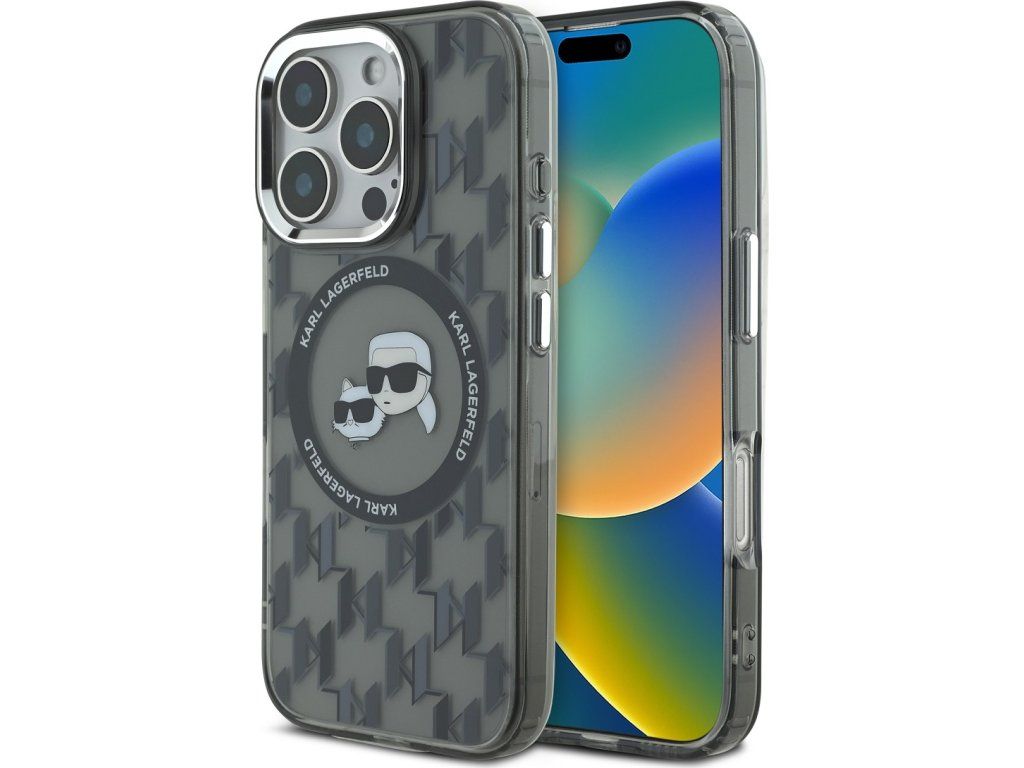 Monogram K&CH kryt s MagSafe preiPhone 16 Pro, Karl Lagerfeld, Čierny