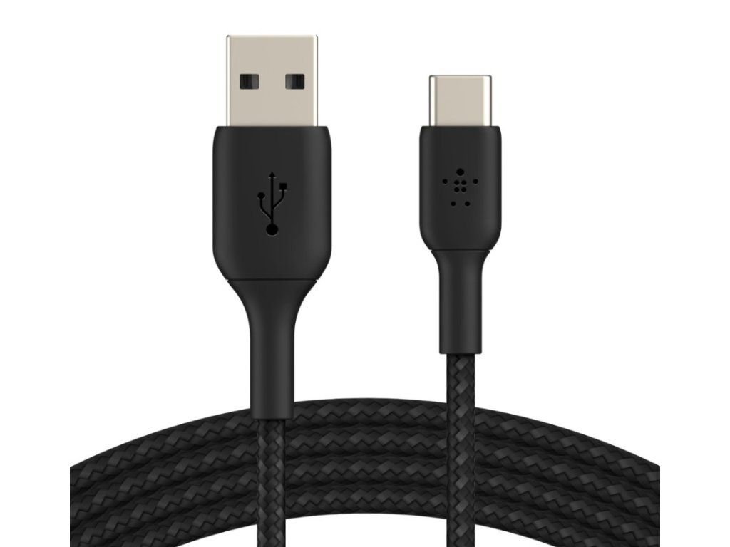BELKIN kábel USB-C / USB-A 1m,  Čierny opletaný