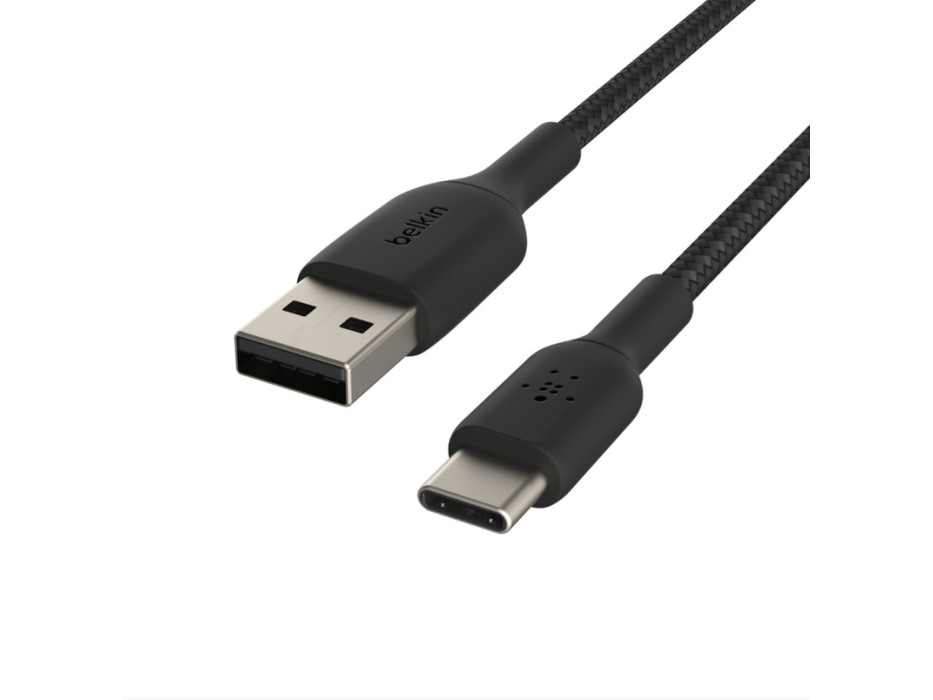 BELKIN kábel USB-C / USB-A 1m,  Čierny opletaný – rýchlo a bezpečne