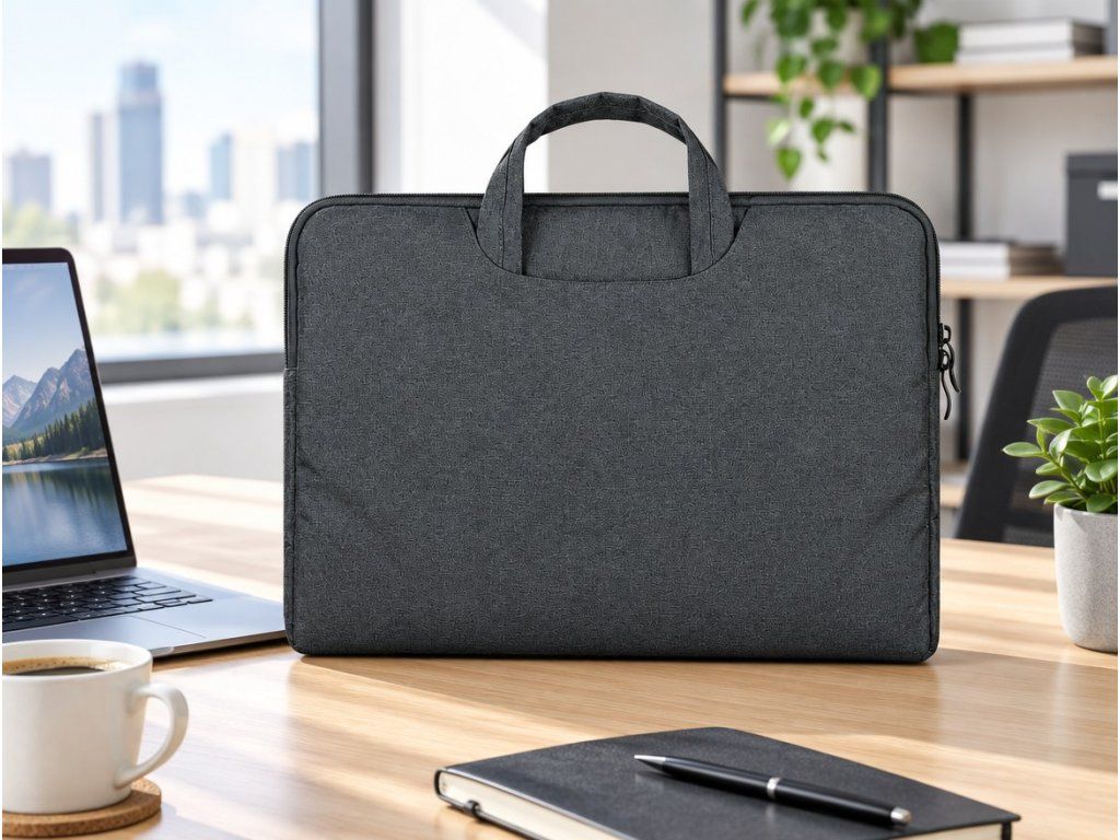 Taška Tech-Protect Briefcase na pracovnom stole s notebookom