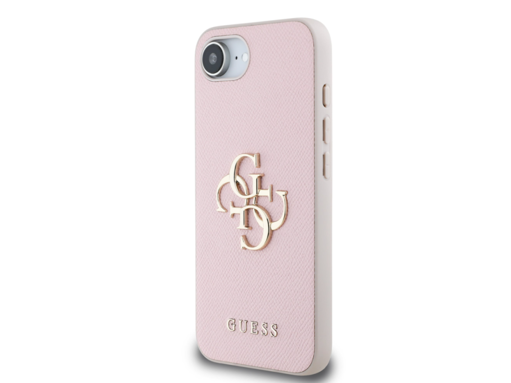 PU Grained 4G Metal Logo Zadní kryt pre Apple iPhone 16e/17e, Guess, Ružový – detail 1