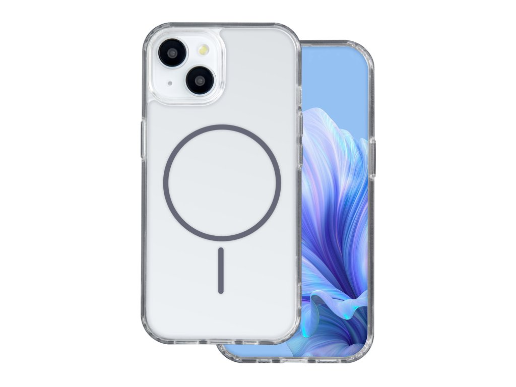 Silikónový kryt s MagSafe pre Apple iPhone 15 Pro, Transparentný-Sivý, TFO