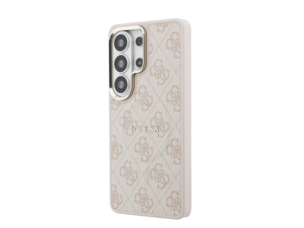 PU Leather 4G Gold Frame Magnetic Zadný kryt pre Samsung Galaxy S26, Guess, Ružový – detail 1