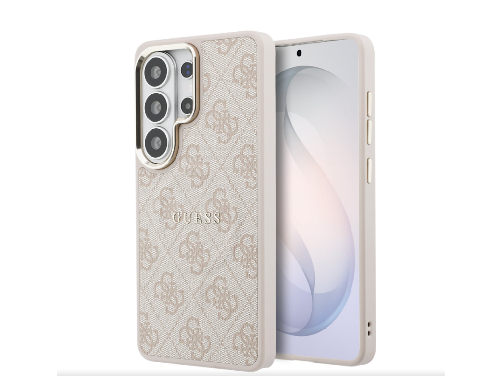 PU Leather 4G Gold Frame Magnetic Zadný kryt pre Samsung Galaxy S26, Guess, Ružový