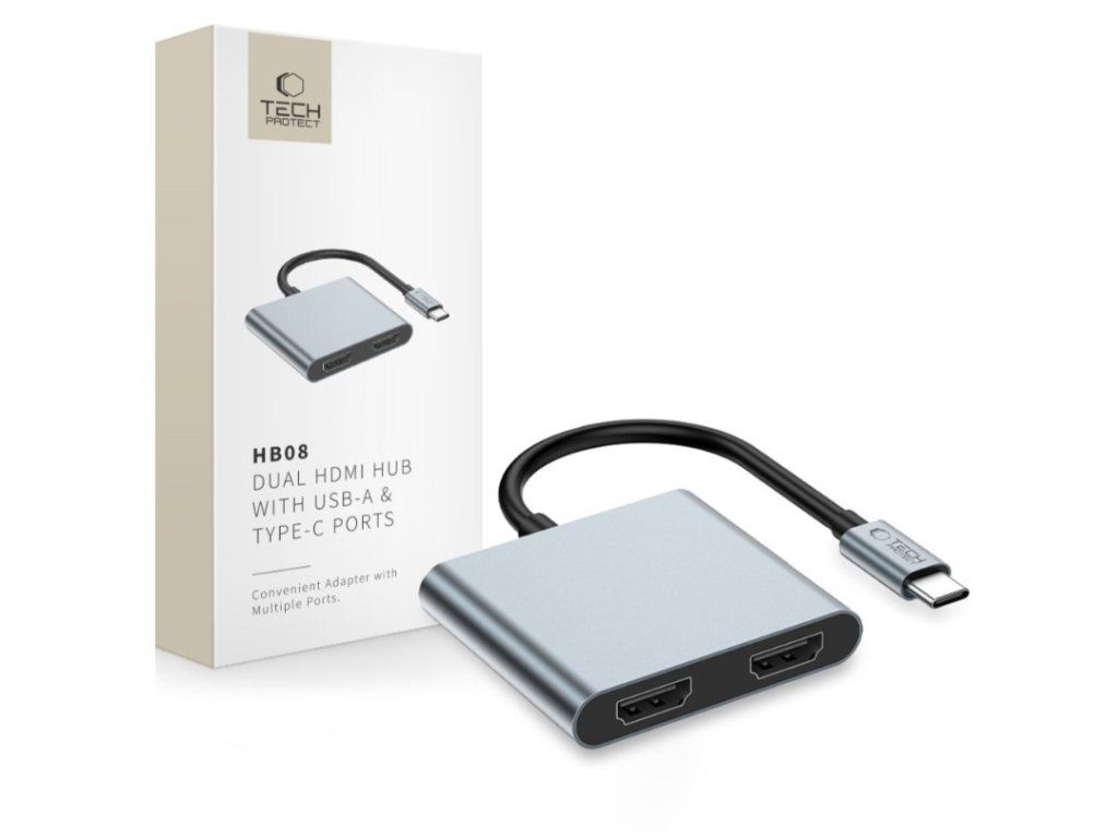 TECH-PROTECT HB08 HUB ADAPTÉR 4V1 TYPE-C + USB 2.0 + 2 x HDMI 4K 60HZ – detail