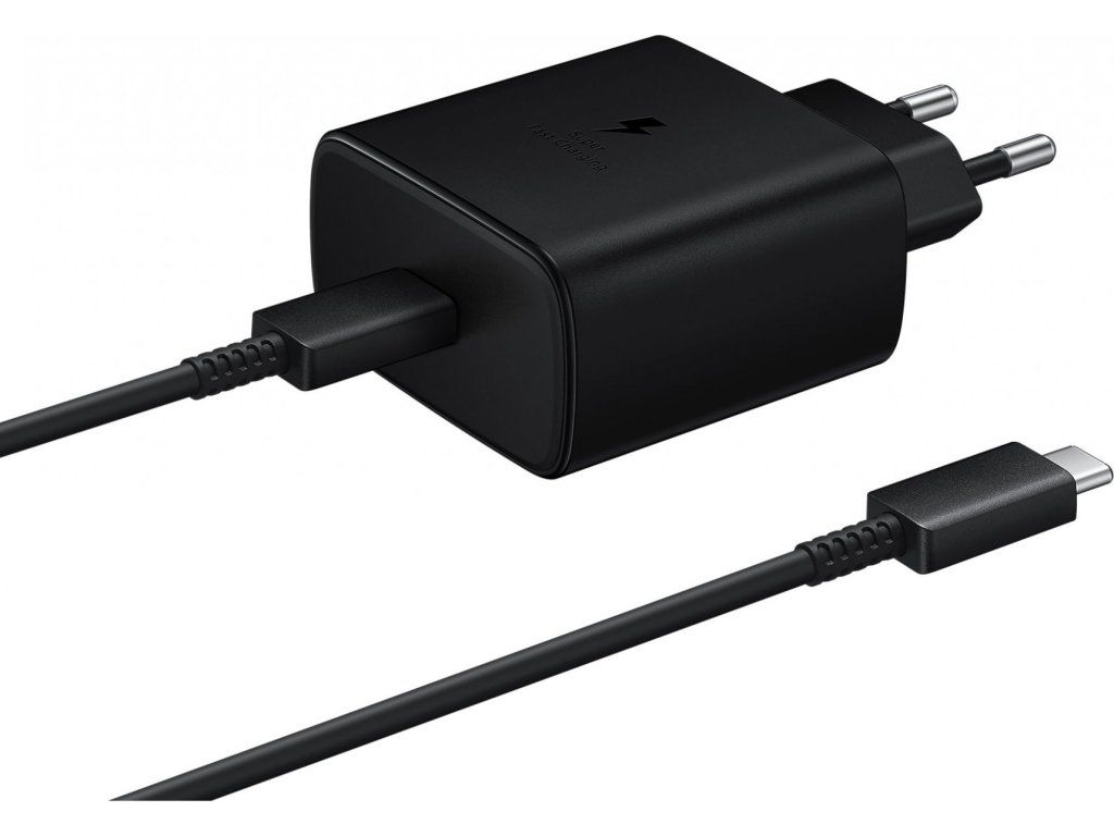 EP-TA845EBE + EP-DW767JBE Samsung 45W Cestovná nabíjačka + USB-C/USB-C Dátový Kábel Black