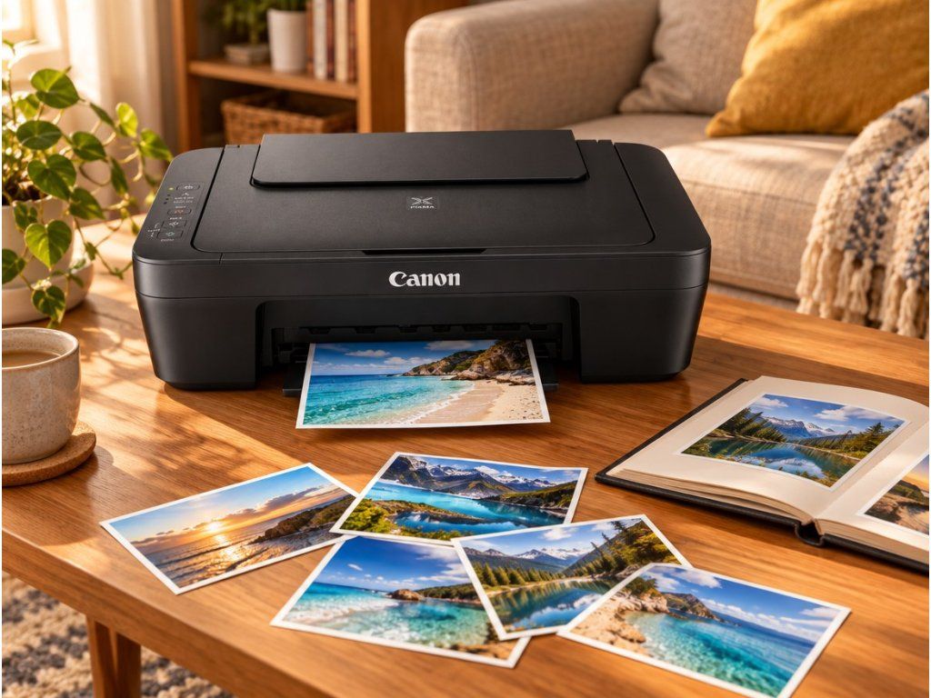 Vytlačené fotografie z dovolenky vedľa tlačiarne Canon PIXMA MG2551S