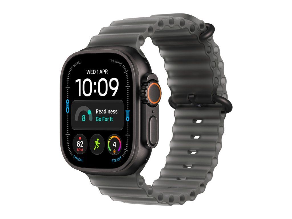 Apple Watch Ultra 4 49 mm čierny titán, priesvitný čierny oceánsky remienok
