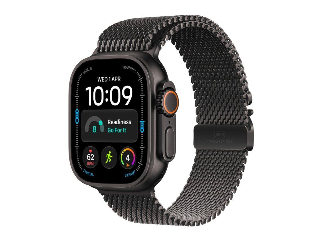 Apple Watch Ultra 4 49 mm čierny titán, čierny titánový milánsky ťah (M)