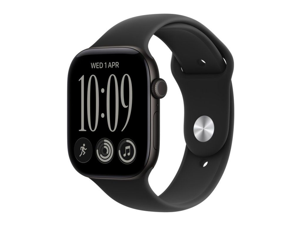 Apple Watch Series 12 42 mm čierna, čierny športový remienok (M/L)