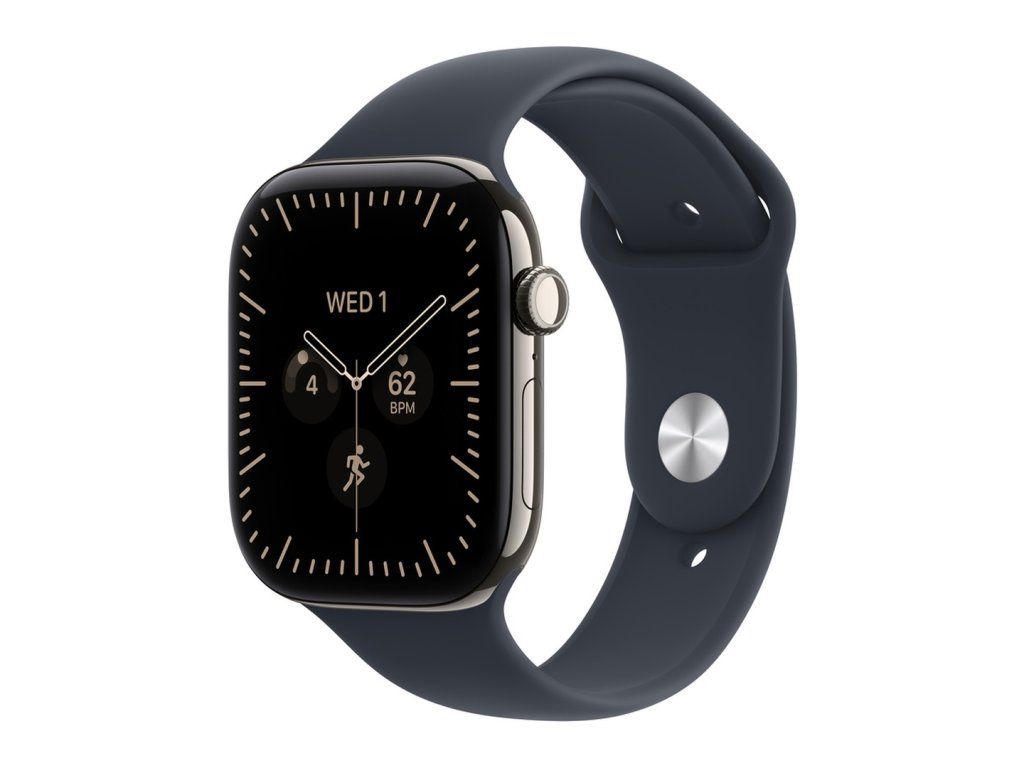 Apple Watch Series 12 42 mm prírodný titán, námornícky modrý športový remienok (S/M)