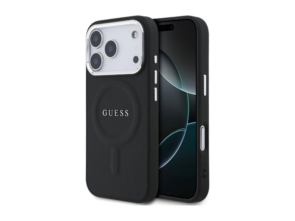 PU Saffiano kryt s MagSafe pre Apple iPhone 17 Pro, Guess, Čierny