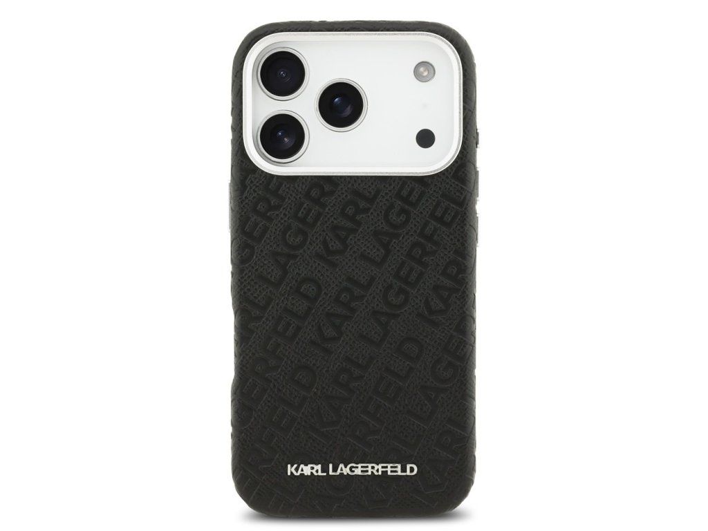 Grained PU Repeated Logo kryt s MagSafe pre Apple iPhone 17 Pro, Karl Lagerfeld, Čierny – detail 2