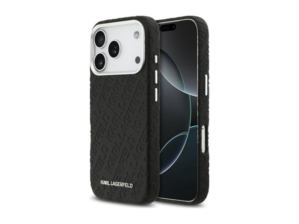 Grained PU Repeated Logo kryt s MagSafe pre Apple iPhone 17 Pro, Karl Lagerfeld, Čierny