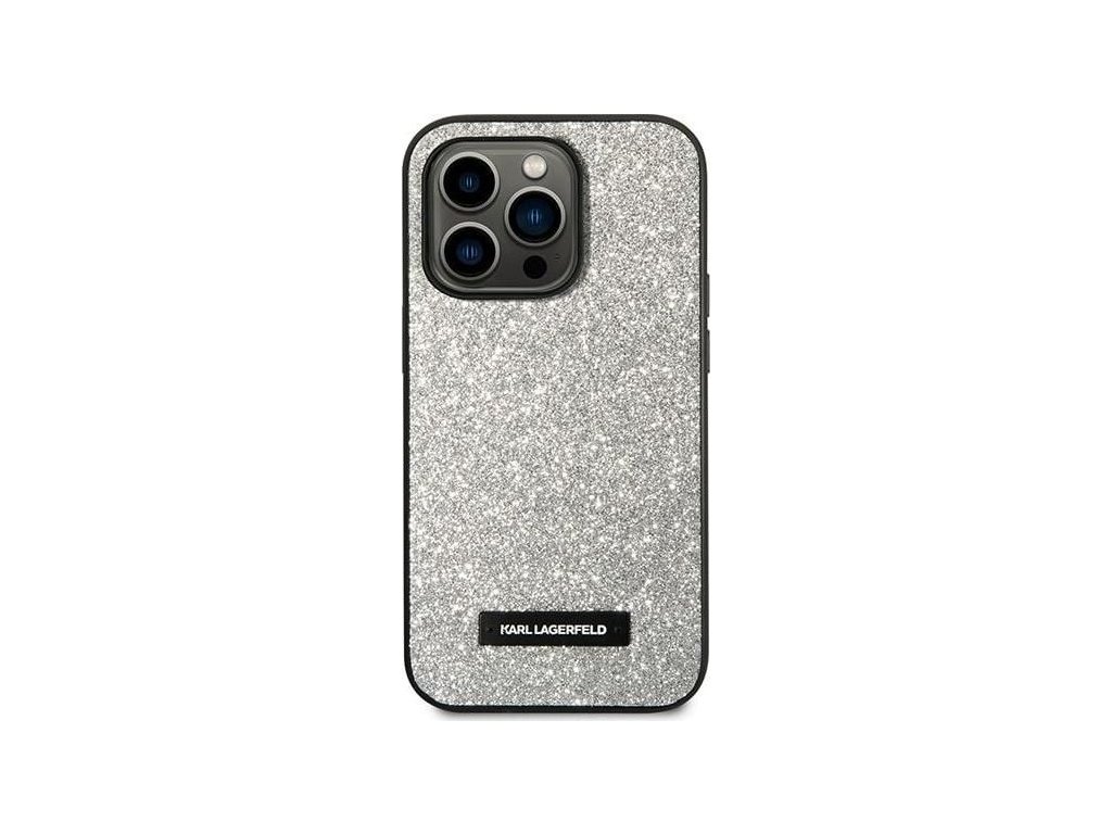 Glitter kryt pre Apple iPhone 14 Pro, Karl Lagerfeld, Strieborný – detail 1