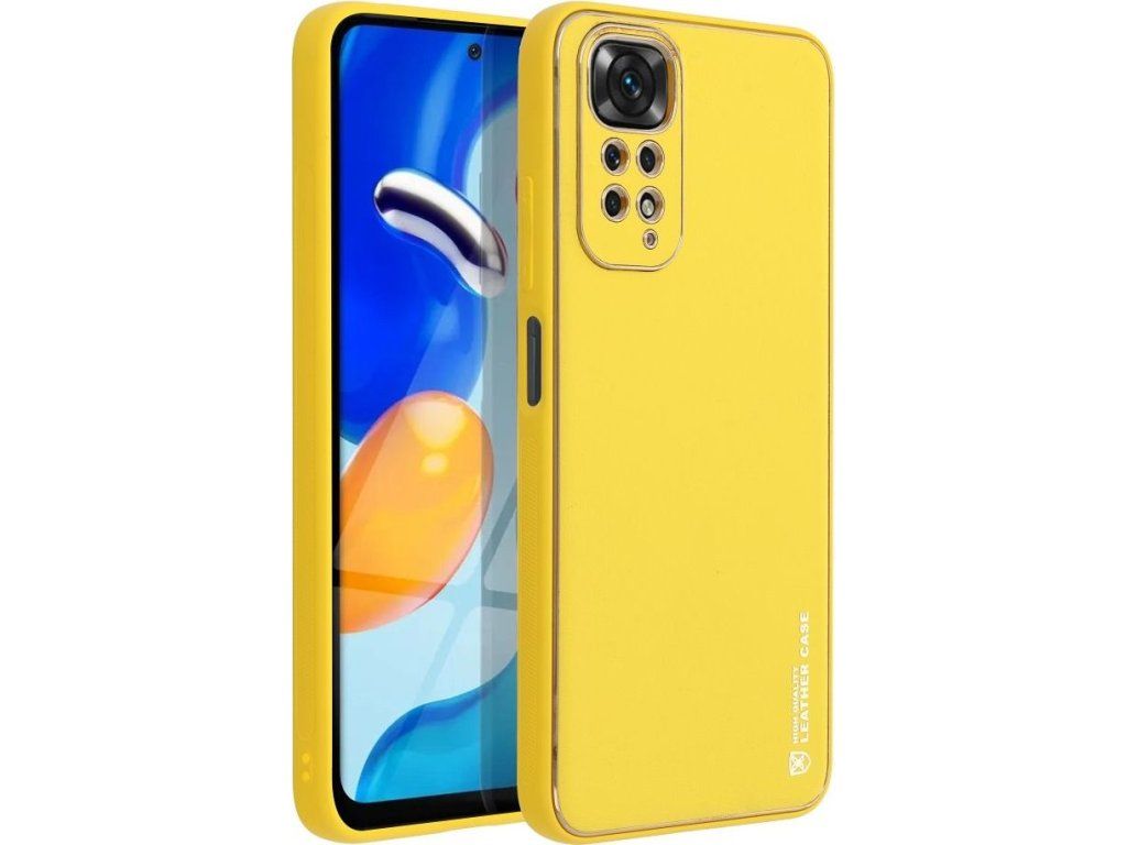 Kožený kryt pre Xiaomi Redmi Note 11/ 11S, Forcell, Žltý – detail 1