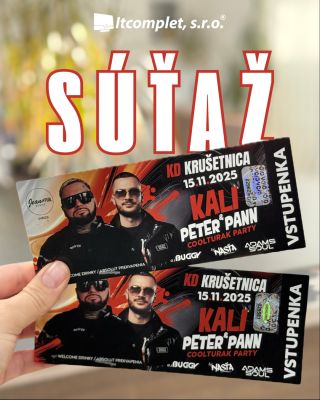 🎉 SÚŤAŽ O DVA LÍSTKY NA PÁRTY V Krušetnici! 🎟️ Dvaja výhercovia získajú vstup na párty, kde bude Kali a Peter Pann. Kedy?...